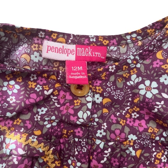 Penelope Mack 12M girl Floral Jumpsuit with headband. Color: purple. - Picture 5 of 6
